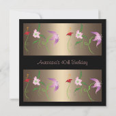 Uitnodiging Verjaardag Glamour Floral (Achterkant)