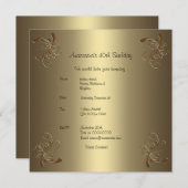 Uitnodiging Verjaardag Gouden Bloem 2 (Voorkant / Achterkant)