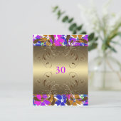 Uitnodiging Verjaardag Gouden Bloemen Glam (Staand voorkant)