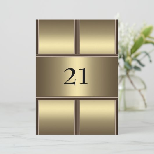 Uitnodiging Verjaardag Gouden Glamour (Staand voorkant)