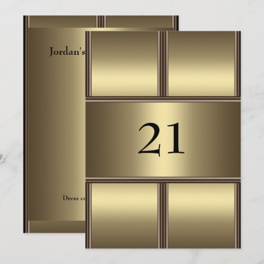 Uitnodiging Verjaardag Gouden Glamour (Voorkant / Achterkant)