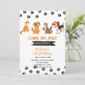 Uitnodiging verjaardag huisdier kat hond (Staand voorkant)
