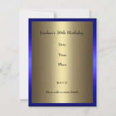 Uitnodiging Verjaardag Kobalt & Goud Bloemen Glam (Achterkant)