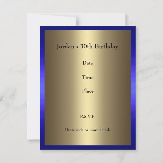 Uitnodiging Verjaardag Kobalt & Goud Bloemen Glam (Achterkant)