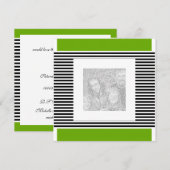 Uitnodiging Verjaardag Lime Green Black Stripe Fot (Voorkant / Achterkant)