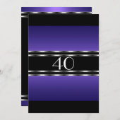 Uitnodiging Verjaardag Paarse Glam met Zwart Groot (Voorkant / Achterkant)