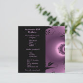 Uitnodiging Verjaardag Paarse met Zwarte Bloemen P (Staand voorkant)