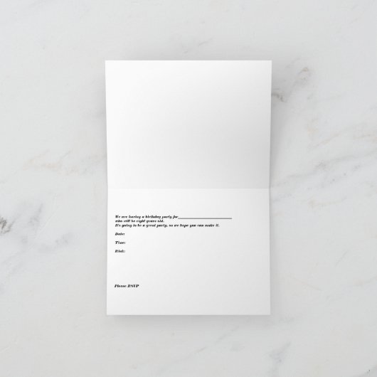 Uitnodiging verjaardag van 8 jaar oude jongen of m (Binnen)