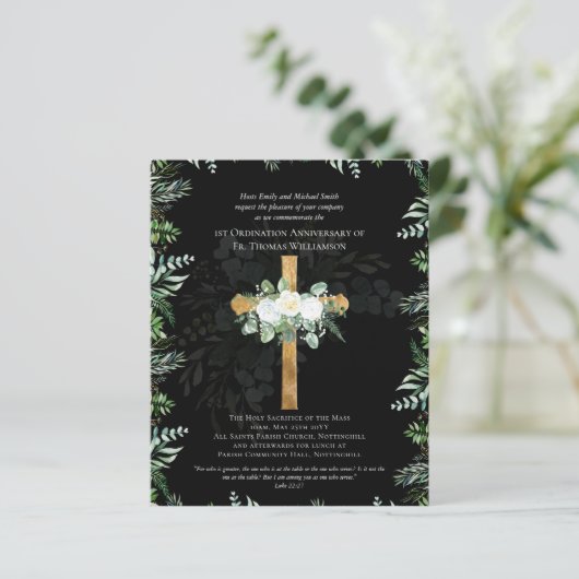 UITNODIGING verjaardag wijding Witte Rozen (Staand voorkant)