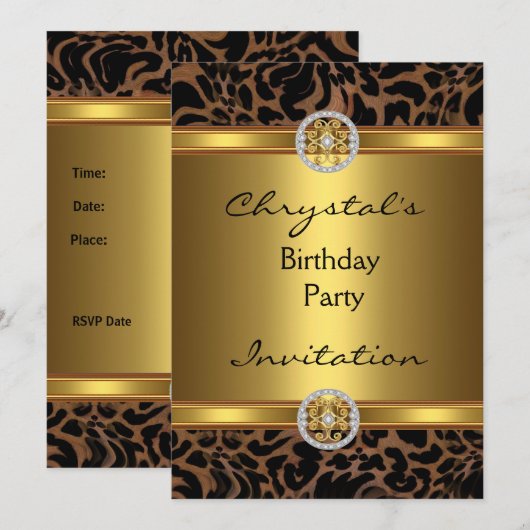 Uitnodiging verjaardag Wilde Dierlijke Goudjuwelen (Voorkant / Achterkant)