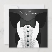 Uitnodiging Verjaardag Zwart Stropdas Suit (Voorkant)