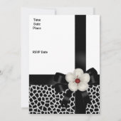 Uitnodiging verjaardag Zwarte Wit Bow (Achterkant)