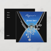 Uitnodiging verjaardag Zwarte Zilveren Pearl (Voorkant / Achterkant)