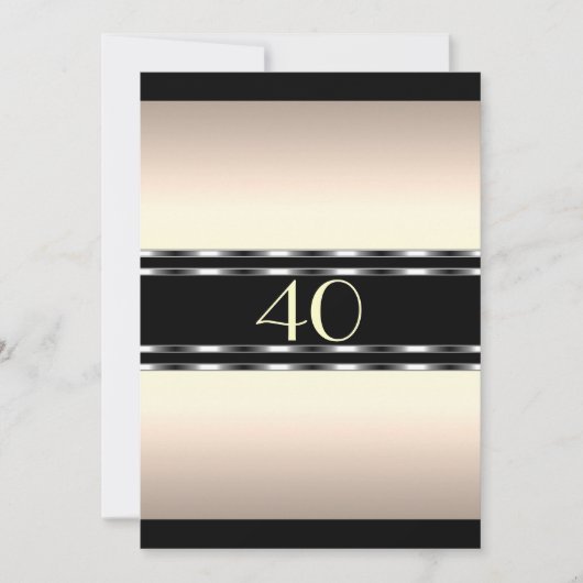 Uitnodiging Verjaardagscrème Glam met Zwart Groot (Voorkant)