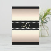 Uitnodiging Verjaardagscrème Glam met Zwart Groot (Staand voorkant)