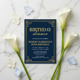 Uitnodiging Verjaardagsdiner Elegant Marineblauw G