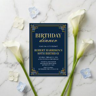 Uitnodiging Verjaardagsdiner Elegant Marineblauw G