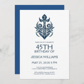 Uitnodiging verjaardagsfeest Blauwe Sieraankers Bo (Voorkant / Achterkant)