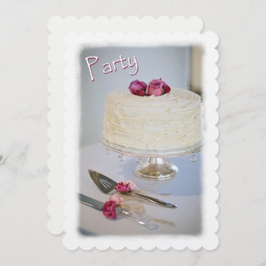 Uitnodiging verjaardagsfeest Cake en Rozen (Voorkant / Achterkant)