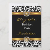 Uitnodiging Verjaardagsfeest Dier Koe Goud Sierade (Voorkant)