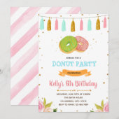 Uitnodiging verjaardagsfeest Donuts (Voorkant / Achterkant)