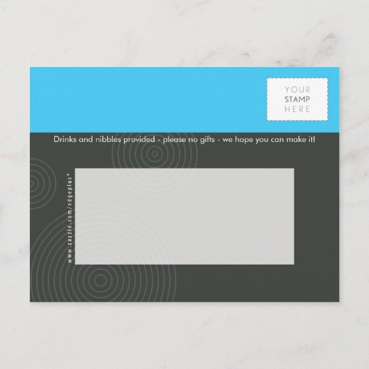 UITNODIGING VERJAARDAGSFEEST:: dynamische centric Briefkaart (Achterkant)