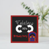 Uitnodiging Verjaardagsfeest Fantastische 50's (Staand voorkant)