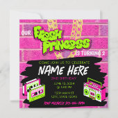 Uitnodiging verjaardagsfeest Fresh Princess (Voorkant)