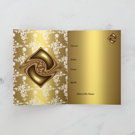 Uitnodiging Verjaardagsfeest Goud Bloem (Binnen)