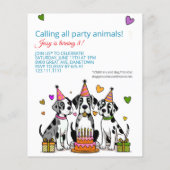 Uitnodiging verjaardagsfeest kinderen Great Dane P (Achterkant)