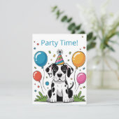 Uitnodiging verjaardagsfeest kinderen Great Dane P (Staand voorkant)