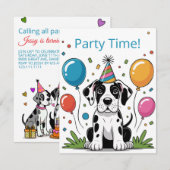 Uitnodiging verjaardagsfeest kinderen Great Dane P (Voorkant / Achterkant)