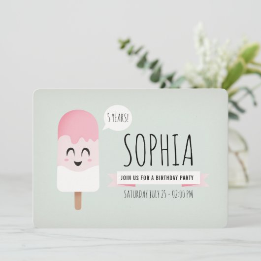 Uitnodiging Verjaardagsfeest Meisje Schattige Retr (Staand voorkant)