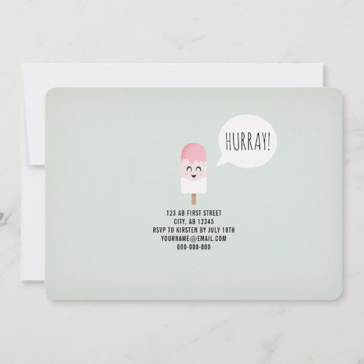 Uitnodiging Verjaardagsfeest Meisje Schattige Retr (Achterkant)