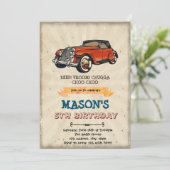 Uitnodiging verjaardagsfeest oldtimer (Staand voorkant)