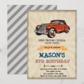 Uitnodiging verjaardagsfeest oldtimer (Voorkant / Achterkant)