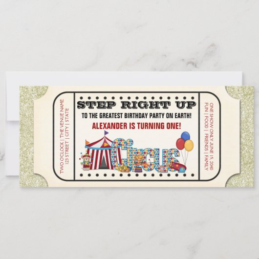 Uitnodiging verjaardagsfeest Oude Circuskaartjes (Voorkant)