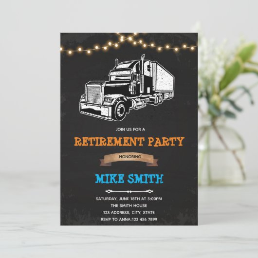 Uitnodiging verjaardagsfeest pensionering met vint (Staand voorkant)