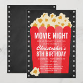 Uitnodiging verjaardagsfeest Popcorn Filmavond (Voorkant / Achterkant)