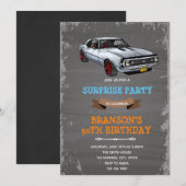 Uitnodiging verjaardagsfeest retro camaro auto (Voorkant / Achterkant)