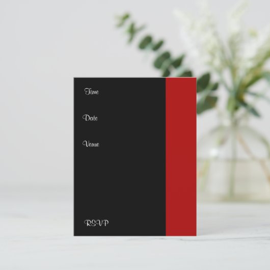 Uitnodiging Verjaardagsfeest Rood Zwart Wit (Staand voorkant)
