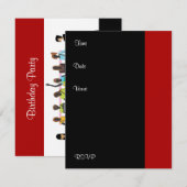 Uitnodiging Verjaardagsfeest Rood Zwart Wit (Voorkant / Achterkant)