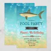 Uitnodiging verjaardagsfeest thema vintage haai (Voorkant / Achterkant)