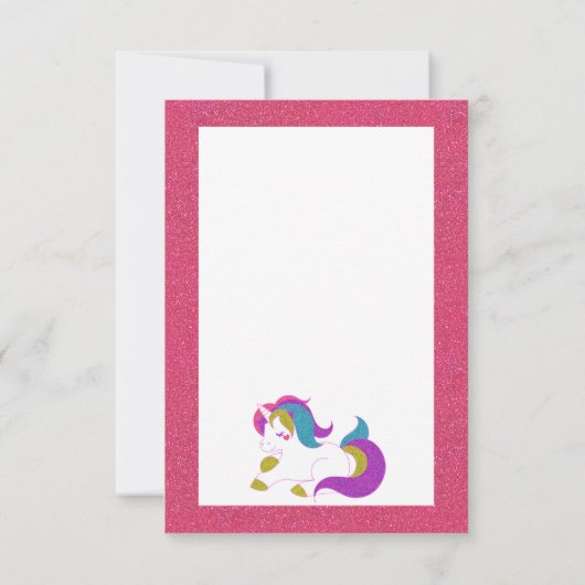 Uitnodiging verjaardagsfeest toverdier roze (Achterkant)