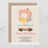 Uitnodiging verjaardagsfeest vintage naai thema (Voorkant / Achterkant)