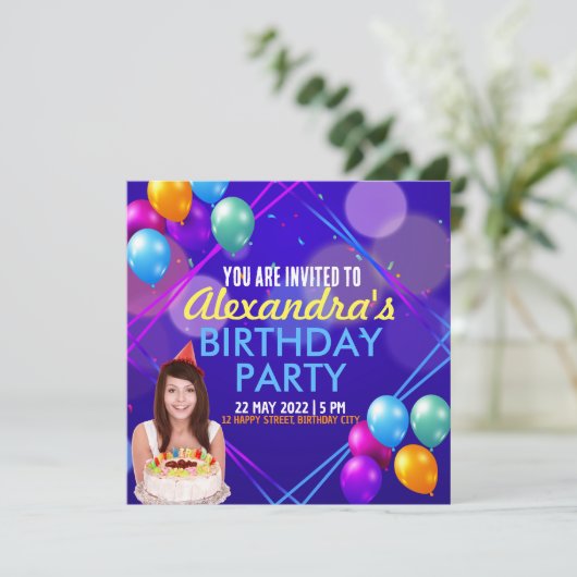 Uitnodiging verjaardagsfeestje (Staand voorkant)