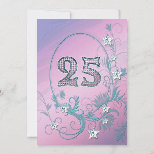Uitnodiging verjaardagsfeestje 25 jaar oud (Voorkant)