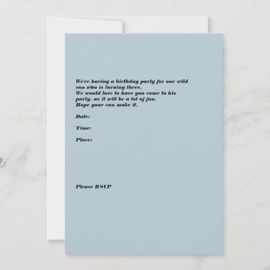 Uitnodiging verjaardagsfeestje 3 jaar oude jongen (Achterkant)