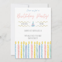 Uitnodiging verjaardagsfeestje in pastelkleuren