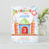 Uitnodiging verjaardagsfeestje jongen stuiters (Staand voorkant)